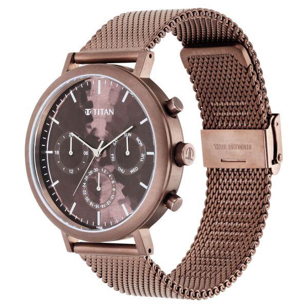Titan Purple Two Toned Dial Analog with Day and Date Stainless Steel Strap watch for Men - image number 2