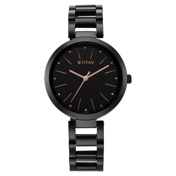 Titan Workwear Quartz Analog Black Dial Black Stainless Steel Strap Watch for Women - image number 0