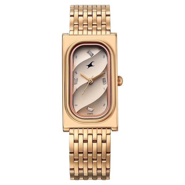 Fastrack Gelato rosegold analog bracelet watch with Caramel dial for Girls - image number 0