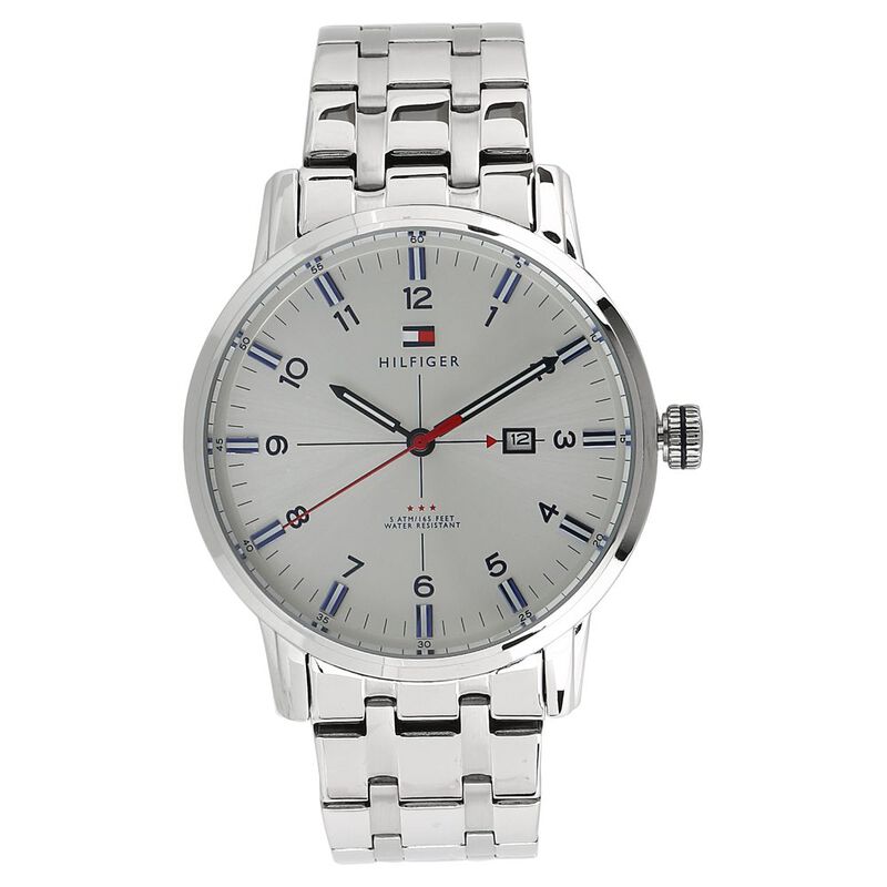 Tommy Hilfiger Quartz Analog with Date White Dial Stainless Steel Strap Watch for Men
