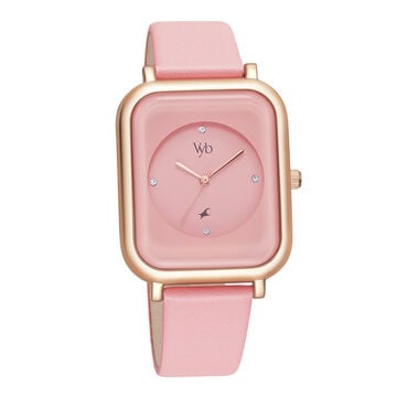 Fastrack Vyb Muse Quartz Analog Pink Dial Leather Strap Watch for Girls
