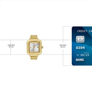 Sonata Poze Quartz Analog Silver Dial Golden Colour Metal Strap Watch For Women