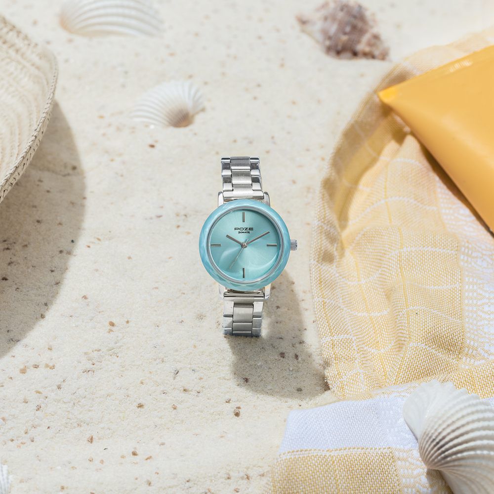 Sonata Poze Quartz Analog Blue Dial Stainless Steel Strap Watch For Women-image-14