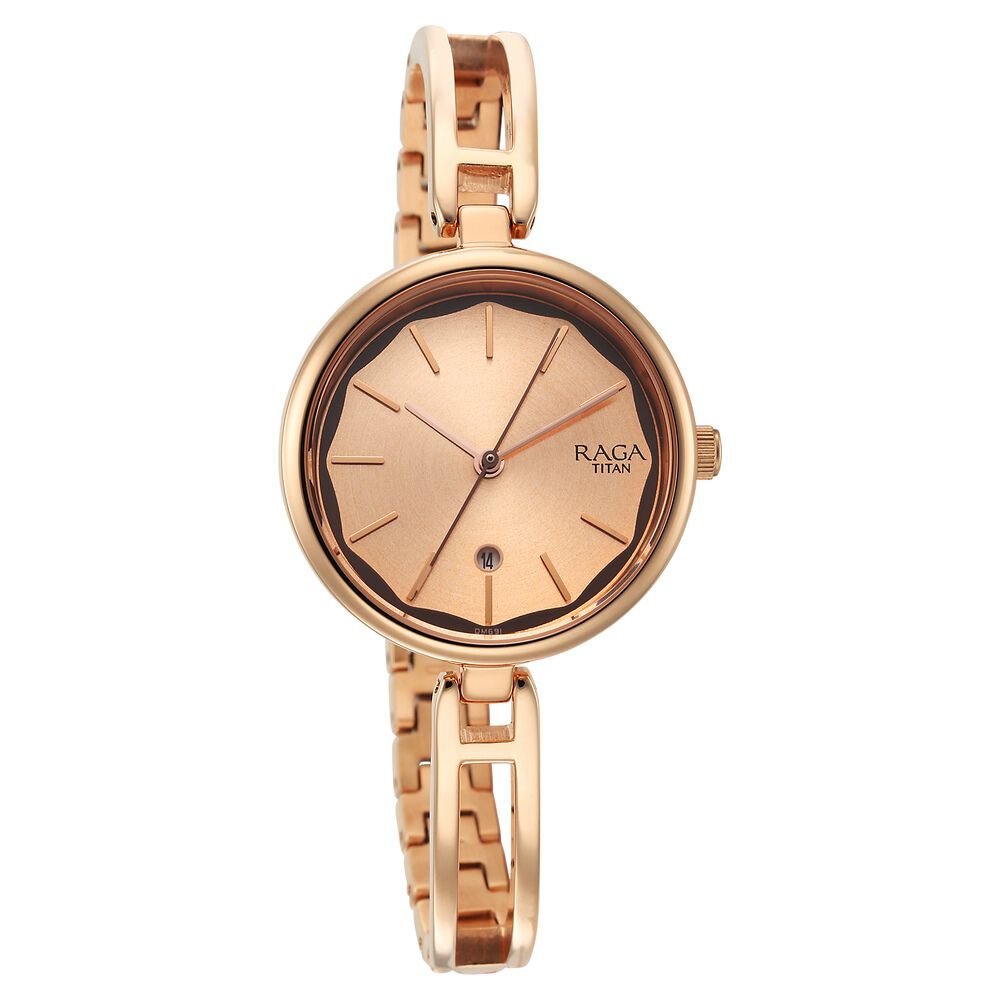 Buy Online Titan Raga Viva White Dial Analog with Date Metal Strap watch for Women ns2683wm01 Titan