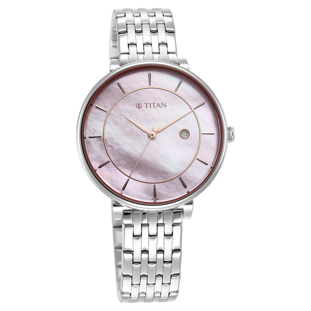 Titan Premium Workwear Mother of pearl Dial Analog with Date Stainless Steel Strap watch for Women
