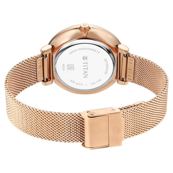 Titan Purple Stackables Quartz Analog Pink Dial Stainless Steel Strap Watch for Women - image number 6