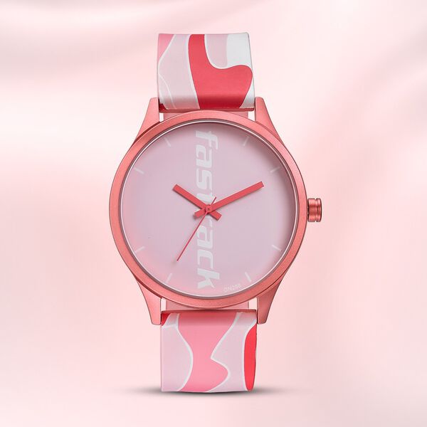 Fastrack Topicals Quartz Analog Pink Dial Silicone Strap Unisex Watch - image number 1