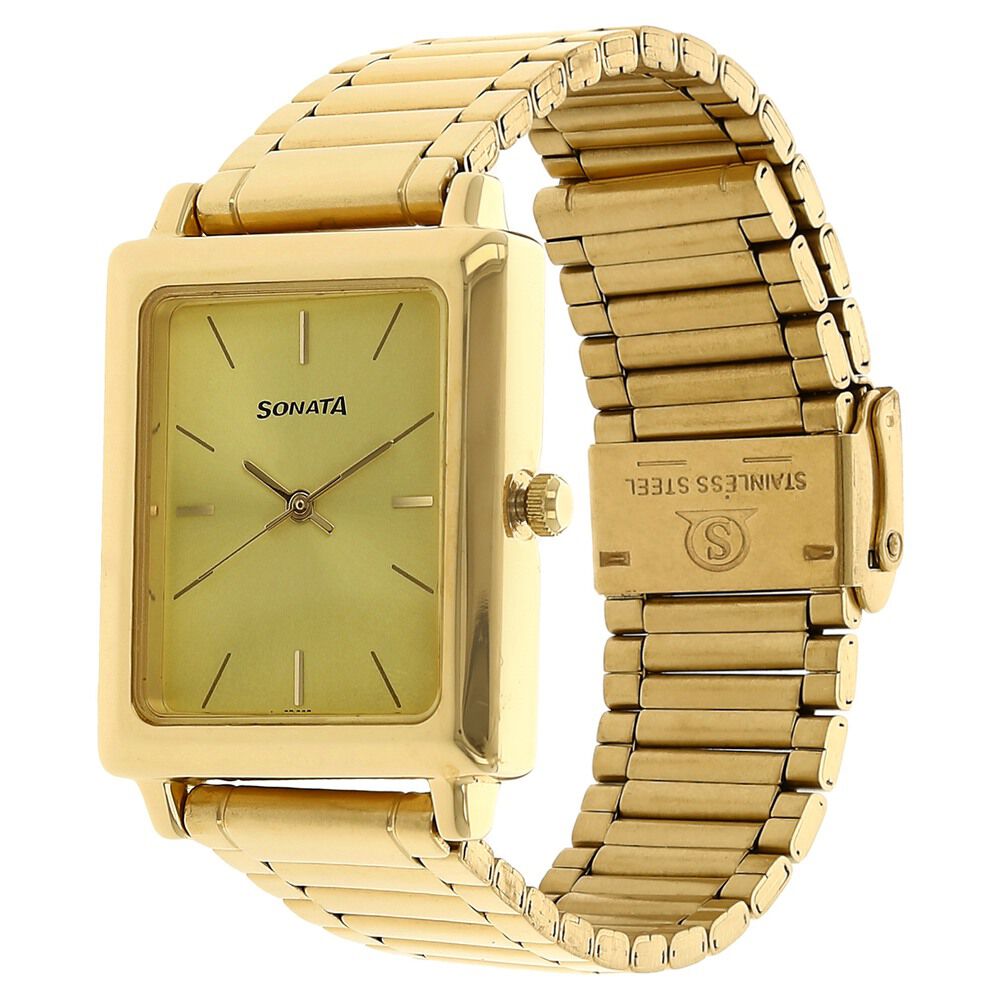 Buy Online Sonata Quartz Analog Champagne Dial Stainless Steel