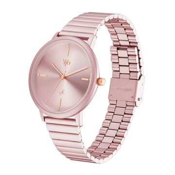 Fastrack Vyb Bliss Quartz Analog Pink Dial Stainless Steel Strap Watch for Girls