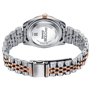 Sonata Poze Quartz Analog Silver Dial Two Toned Colour Stainless Steel Strap Watch For Women
