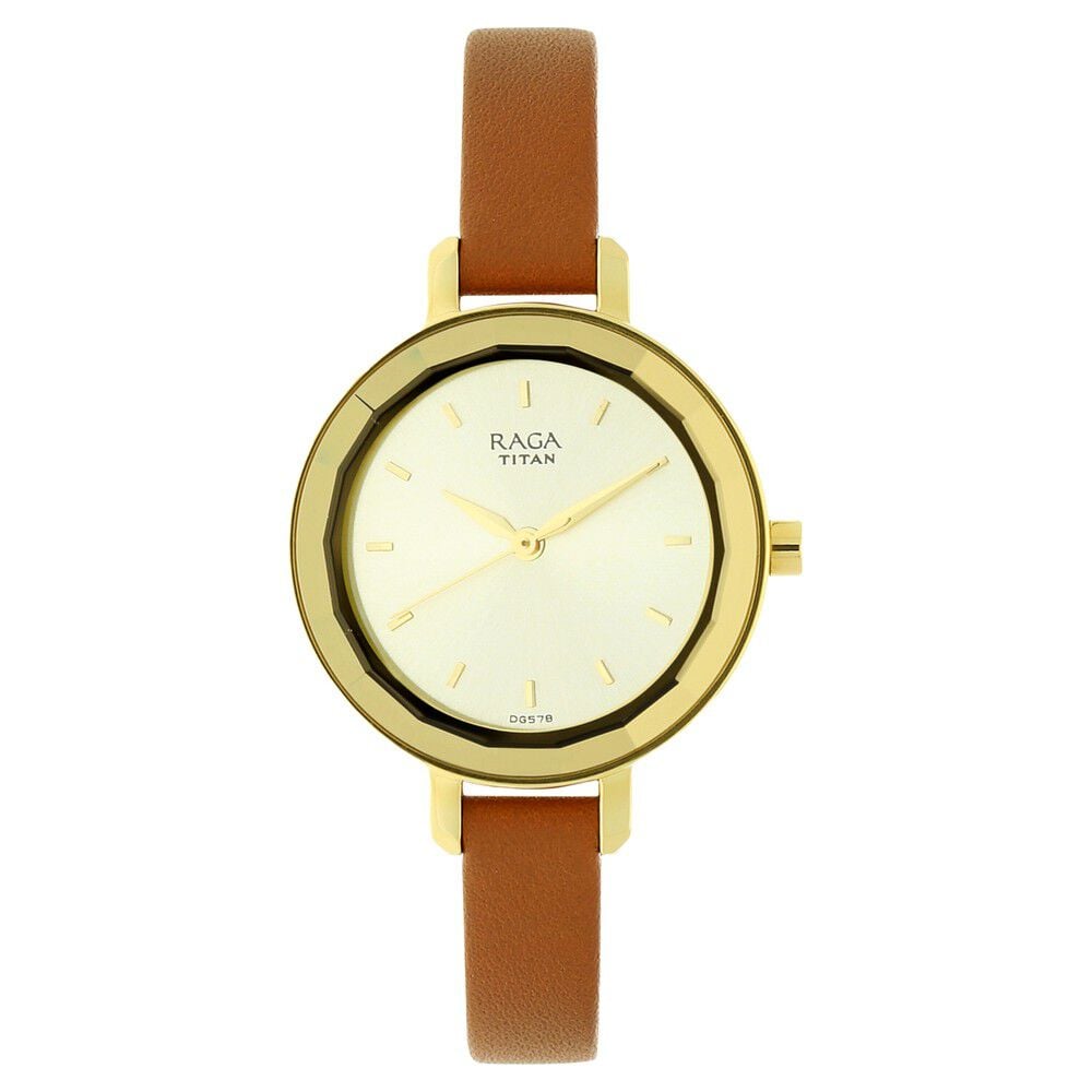 Buy Online Titan Raga Viva Champagne Dial Women Watch With Leather