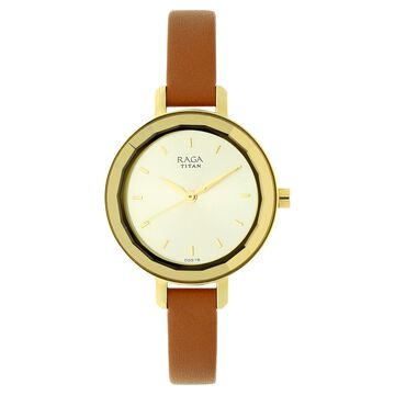 Titan Raga Viva Champagne Dial Women Watch With Leather Strap