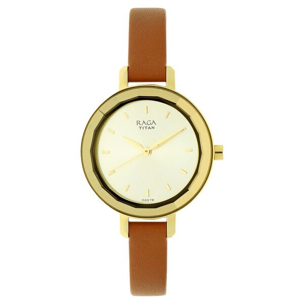 Titan Raga Viva Champagne Dial Women Watch With Leather Strap - image number 0