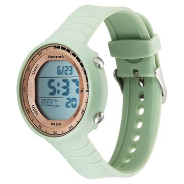 Fastrack StreetStyle Digital Dial Green Polyether Strap Watch For Unisex