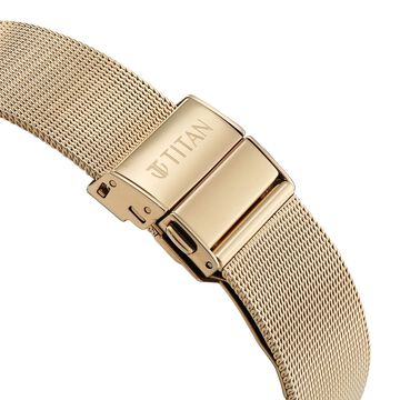Titan Edge Whimsey Quartz Analog Brown Dial Golden Stainless Steel Strap Watch For Men