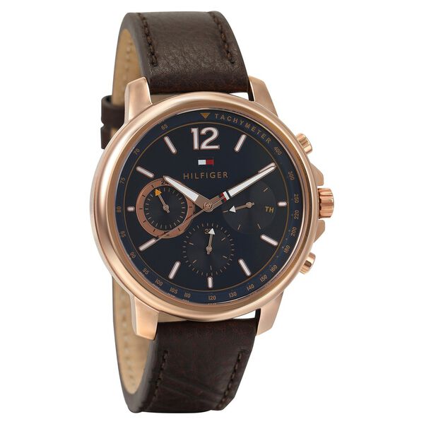 Tommy Hilfiger Quartz Multifunction Blue Dial Leather Strap Watch for Men - image number 1
