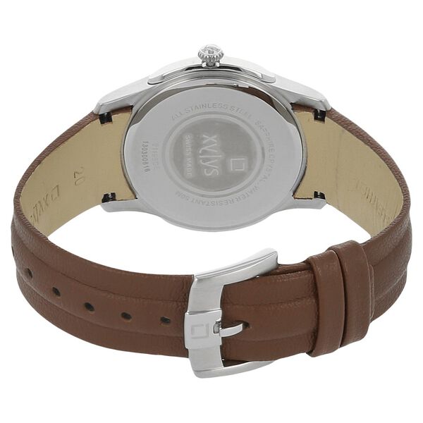 Xylys Swiss Analog with Date Brown Leather Strap and Silver Dial Watch For Men - image number 3