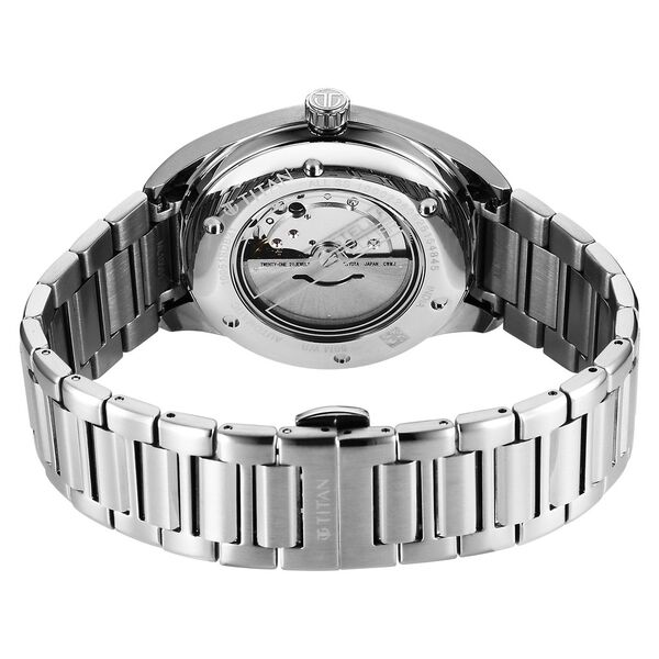 Titan Stellar Starlight Analog with Concealed Automatic and Blue Dial Silver Stainless Steel Strap Watch for Men - image number 6