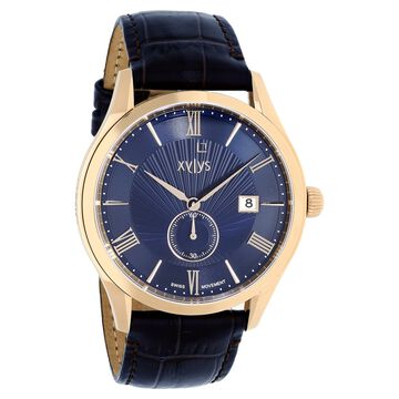 Xylys Swiss Analog with Date Blue Leather Strap and Dial Watch For Men