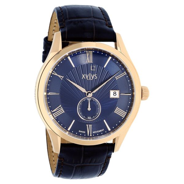 Xylys Swiss Analog with Date Blue Leather Strap and Dial Watch For Men - image number 1