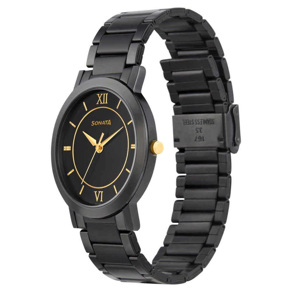 Sonata black sales chain watch