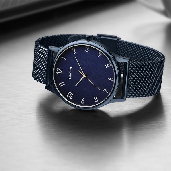 Sonata Blues Quartz Analog Blue Dial Metal Strap Watch for Men - image number 1