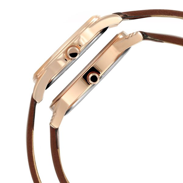 Titan Quartz Analog with Day and Date Silver Dial Leather Strap Watch for Couple - image number 3