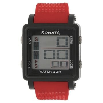 SF Digital Dial Red Plastic Strap Watch for Men