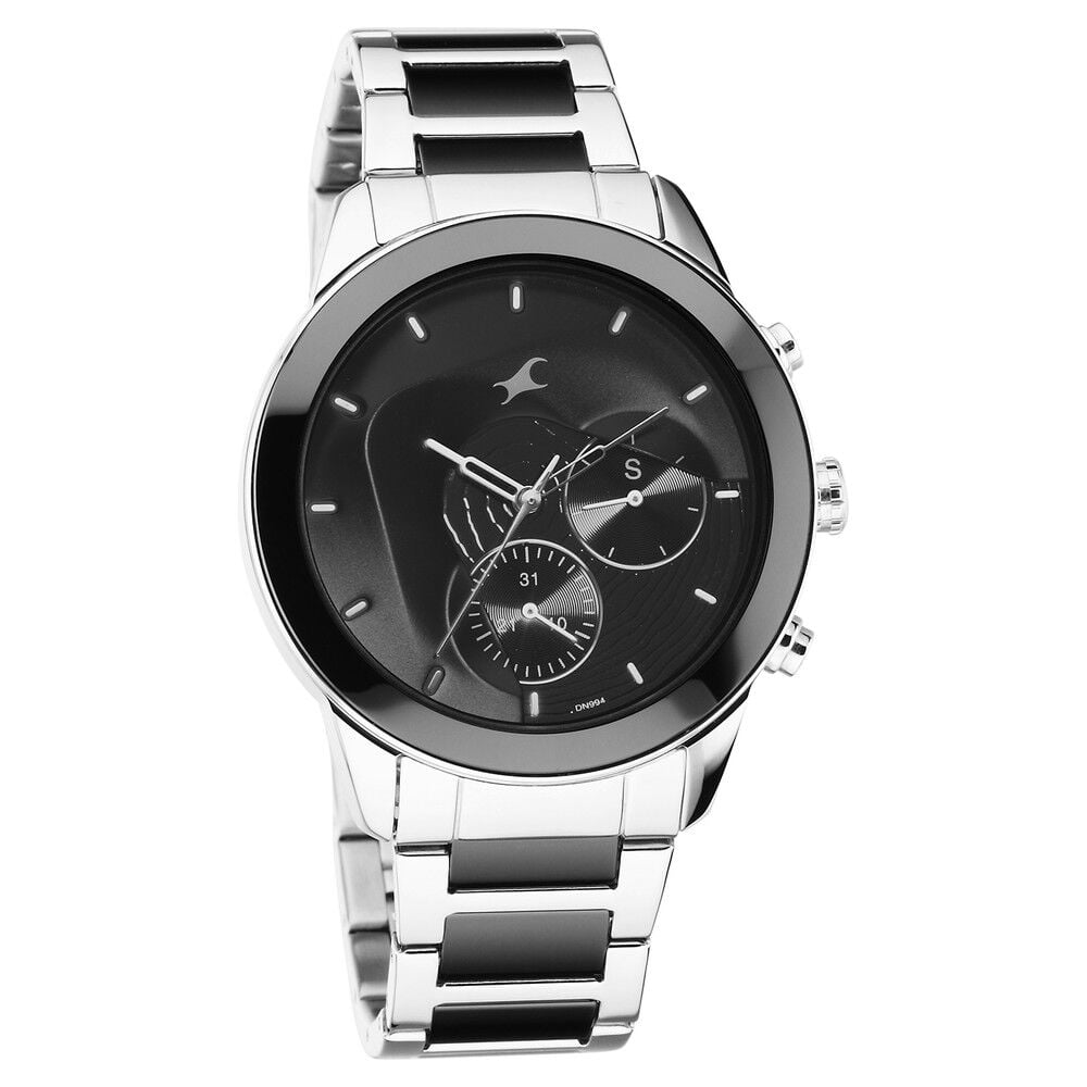 Buy Online Fastrack Cerame Quartz Multifunction Black Dial Steel Ceramic Strap Watch for Guys 3304kd01 Titan