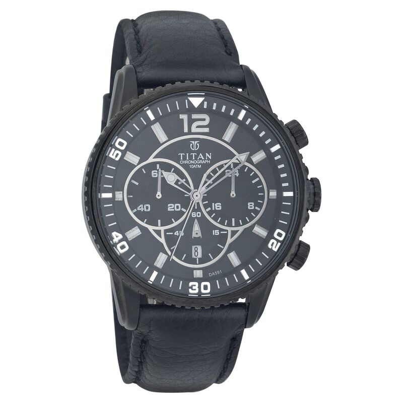 Titan Quartz Chronograph Black Dial Watch for Women