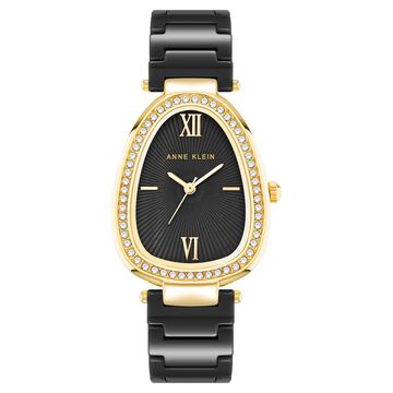 Anne Klein Quartz Analog Black Dial Black Ceramic Strap Watch For Women