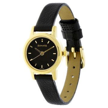 Sonata Quartz Analog Black Dial Leather Strap Watch for Women