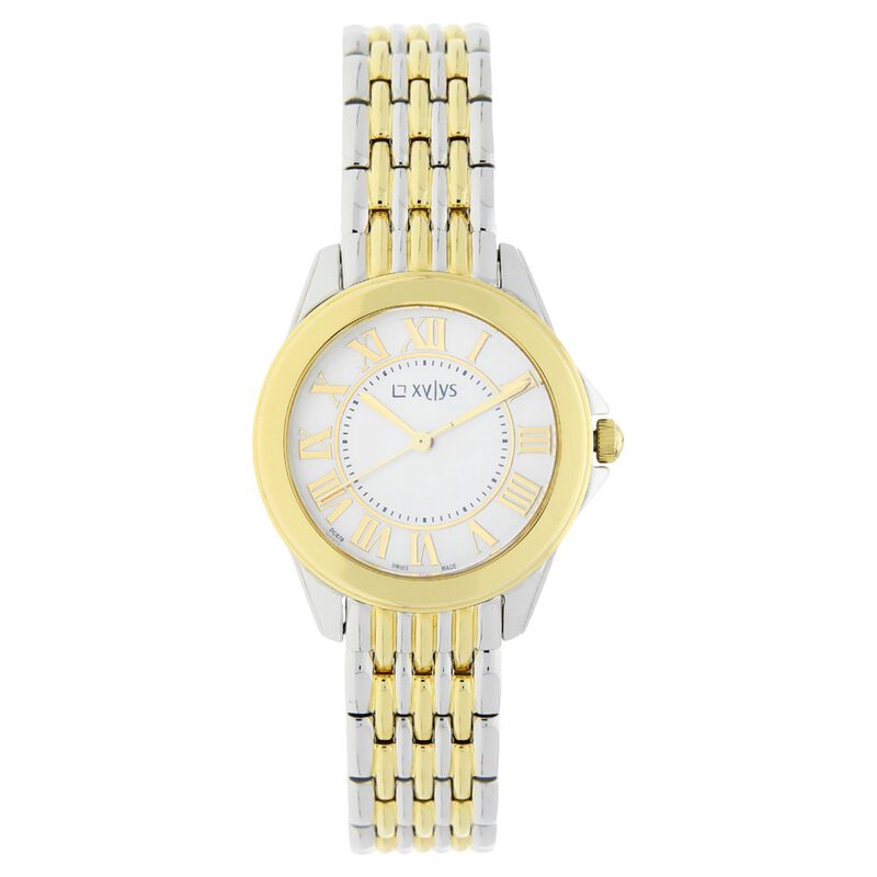 Xylys Swiss Analog Two Toned Stainless Steel Strap and Mother of Pearl Dial Watch For Women