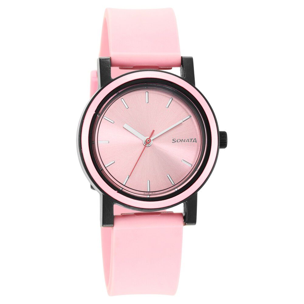 Buy Online Sonata Pop Pink Dial Women Watch With Polyurethane Strap ns87038pp05w Titan