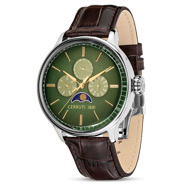 Cerruti 1881 Green Dial Leather Strap Watch for Men - image number 1