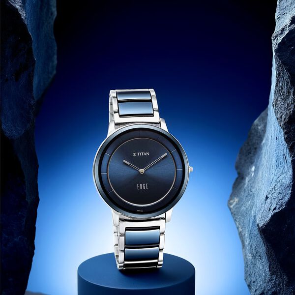 Titan Edge Fusion Quartz Analog Blue Dial Blue Steel & Ceramic Strap Watch for Men - image number 6