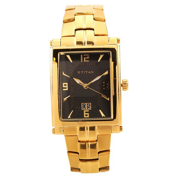 Titan Quartz Analog with Date Black Dial Stainless Steel Strap Watch for Men - image number 0