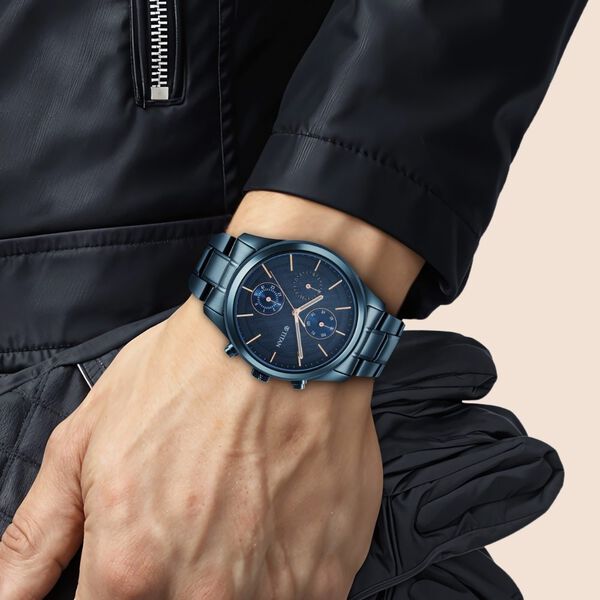 Titan Neo Splash Quartz Analog with Date Blue Dial Blue Stainless Steel Strap Watch For Men - image number 6