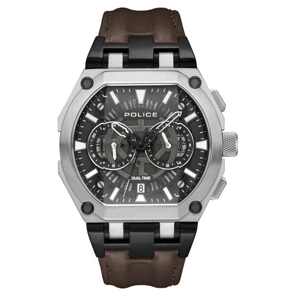 Police Multifunction Black Dial Leather Strap Watch For Men - image number 1