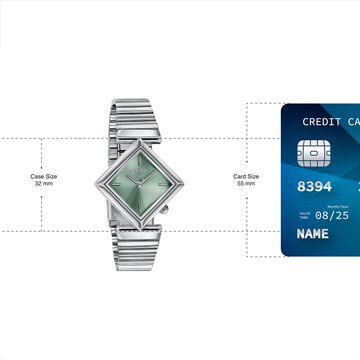 Poze By Sonata Quartz Analog Green Dial Silver Metal Strap Watch For Women