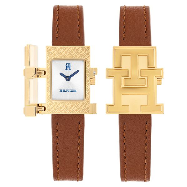 Tommy Hilfiger Quartz Analog Silver Dial Brown Leather Strap Watch For Women - image number 0