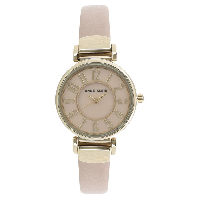 Anne Klein Quartz Analog Beige Dial Leather Strap Watch for Women