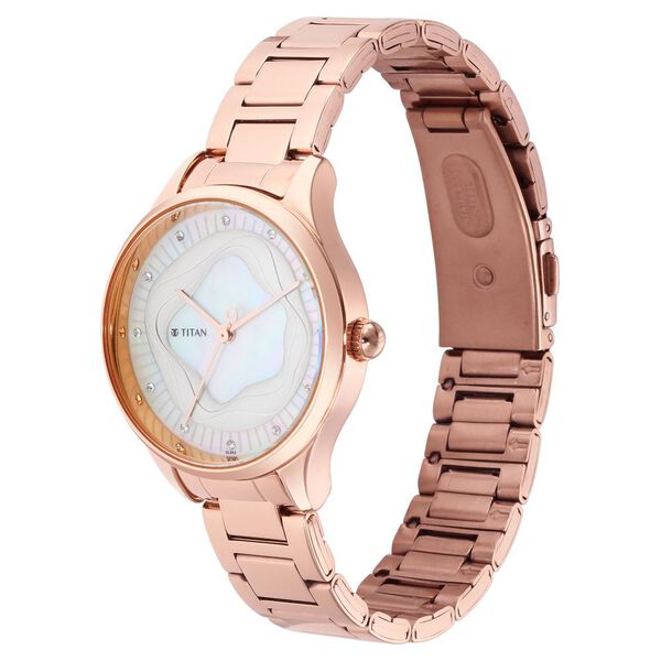 Titan Wander White Dial Women Watch With Stainless Steel Strap - image number 2