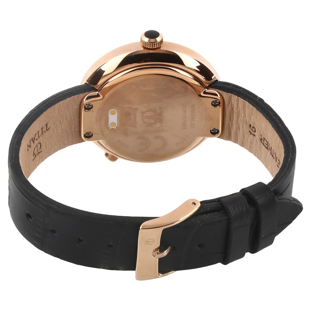 Buy Online Titan We Black Dial Women Watch With Leather Strap 90060wl02 Titan