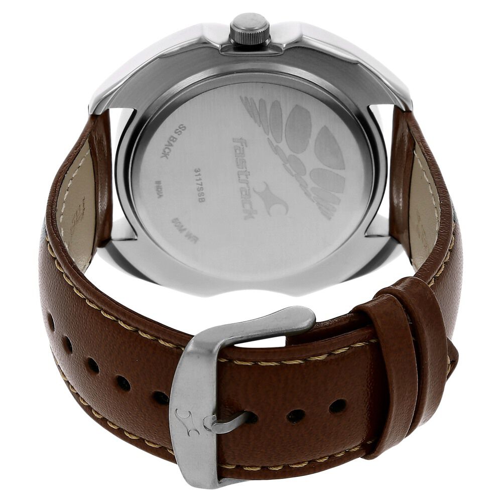 Buy Online Fastrack Quartz Analog White Dial Leather Strap Watch for Guys nr3117sl01 Titan