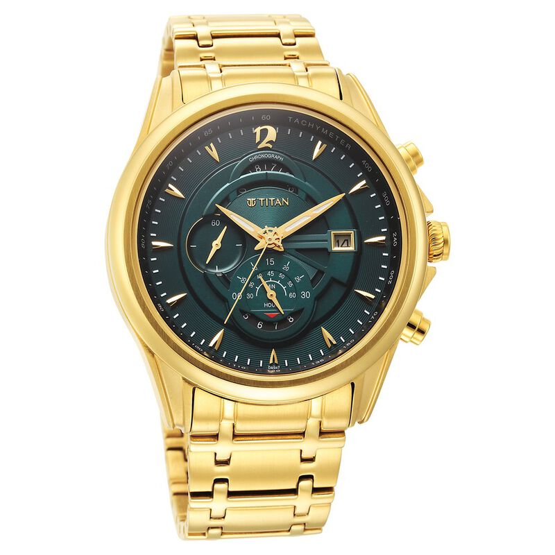 Titan Regalia Premium Green Chrono Stainless Steel Strap watch for Men - image number 0