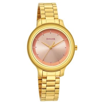 Sonata Gold Edit Pink Dial Women Watch With Stainless Steel Strap