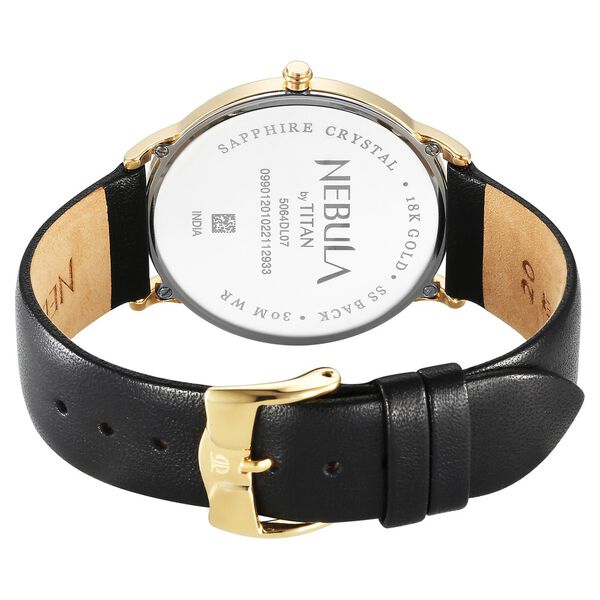 Titan Nebula Lustre 18k Gold Analog Leather Strap Watch for Men - image number 4