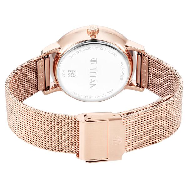 Titan Workwear Slimline Mother Of Pearl Dial Analog with Day and Date Stainless Steel Strap watch for Women - image number 4