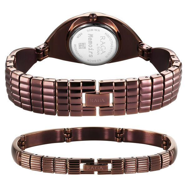 Titan Raga Memoirs Quartz Analog Mother Of Pearl Dial With Brown Metal Strap Watch For Women - image number 4
